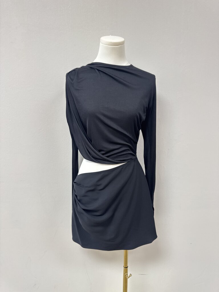 Christopher Esber Black Ribbed Cut Out Dress