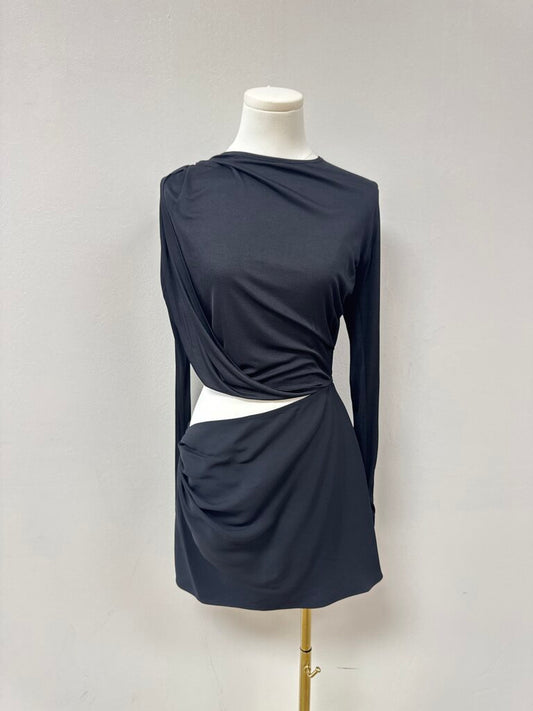 Christopher Esber Black Ribbed Cut Out Dress