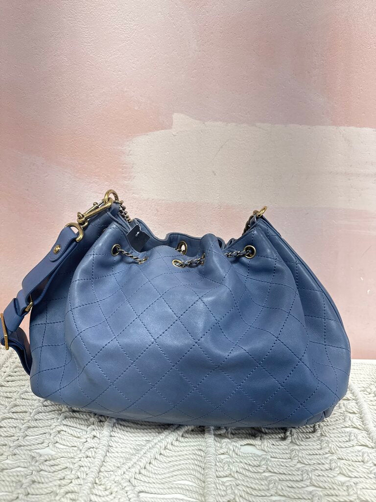 Chanel Blue Quilted Paris-Rome Large Drawsting Bag '16-17