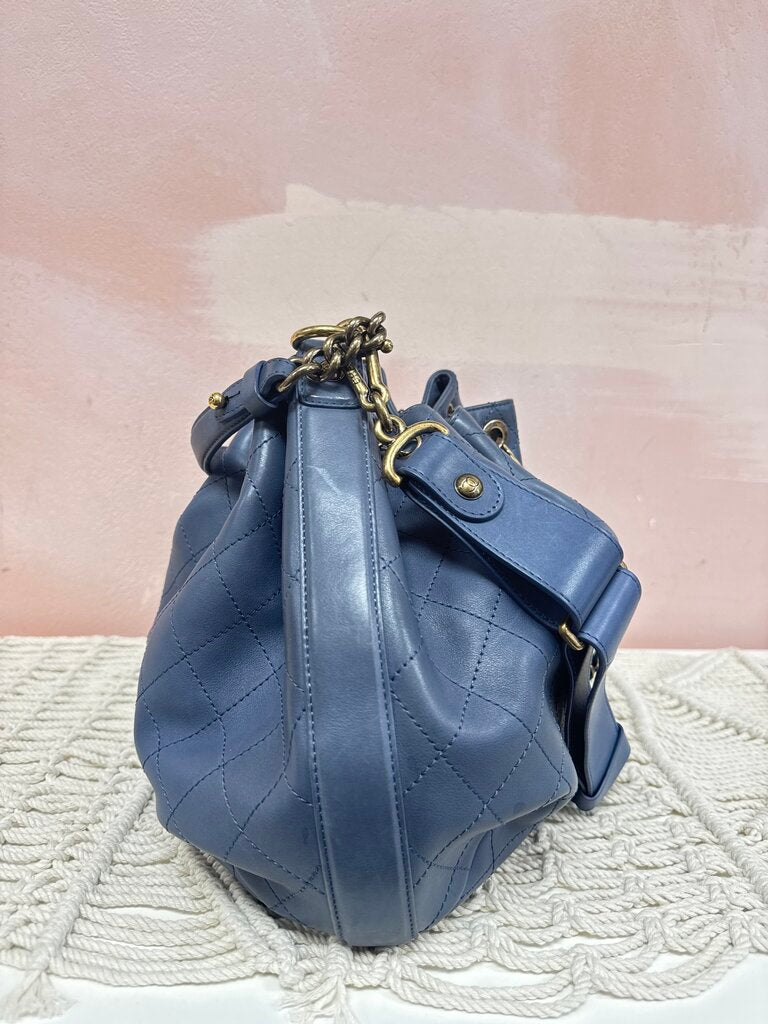 Chanel Blue Quilted Paris-Rome Large Drawsting Bag '16-17