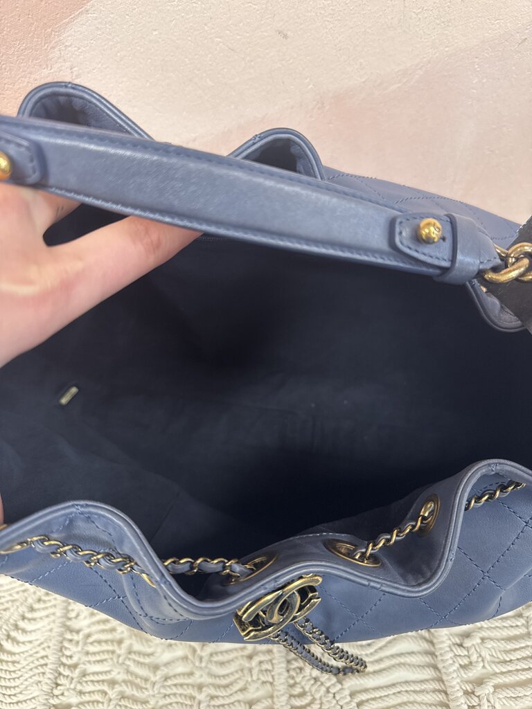 Chanel Blue Quilted Paris-Rome Large Drawsting Bag '16-17