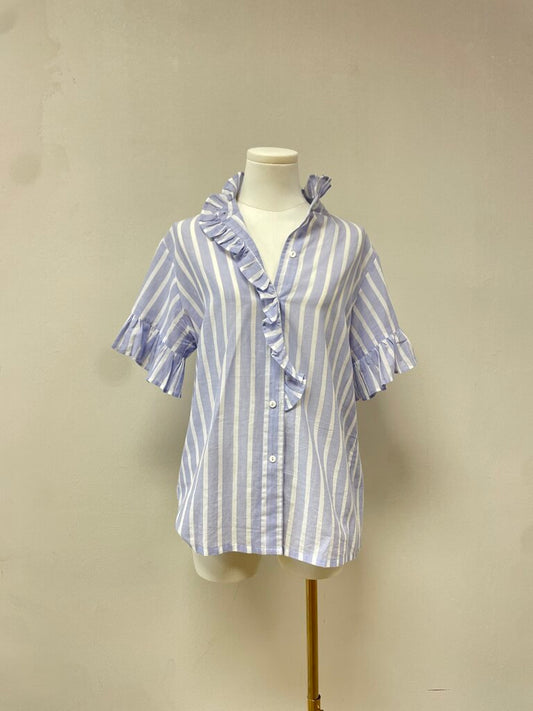 Mille Pinstriped Short Sleeve Blouse