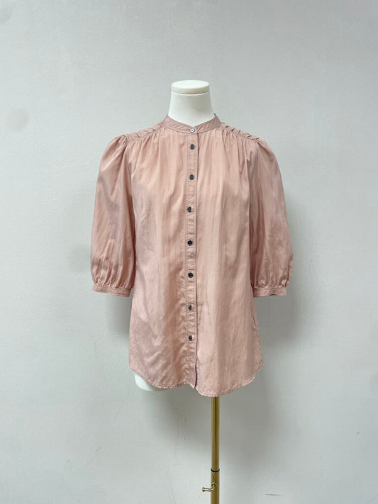 Burberry Brit Gathered Shoulder Crop Sleeve Button Up