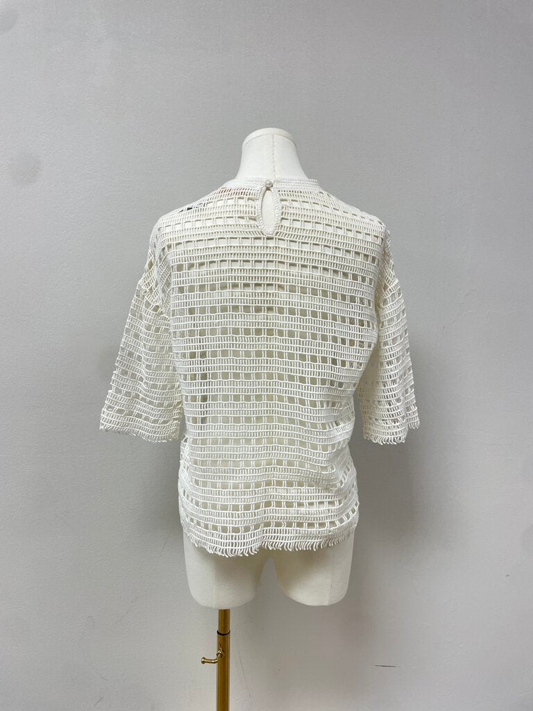 Tory Burch Crochet 3/4 Sleeve Top