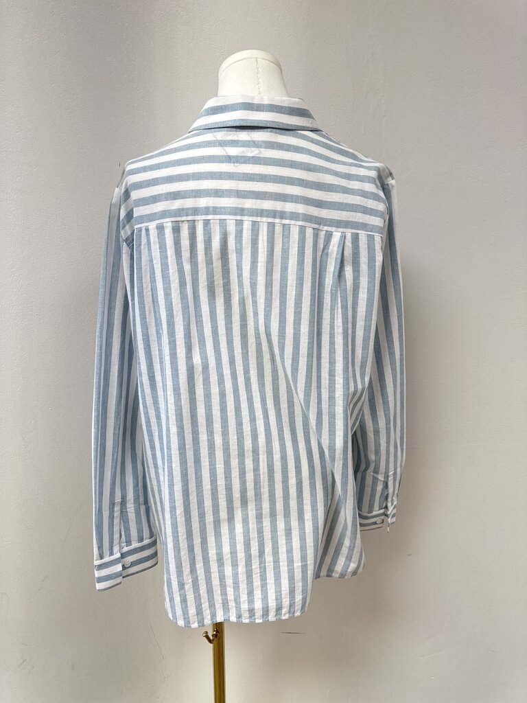 Lafayette 148 Pin Stripe Linen Blend Button Up