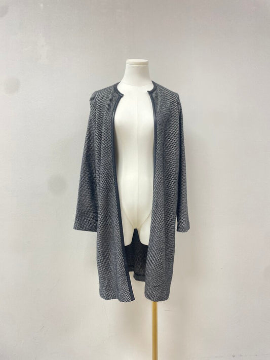 Ralph Lauren Black Label Cashmere Cardigan With Leather Trim