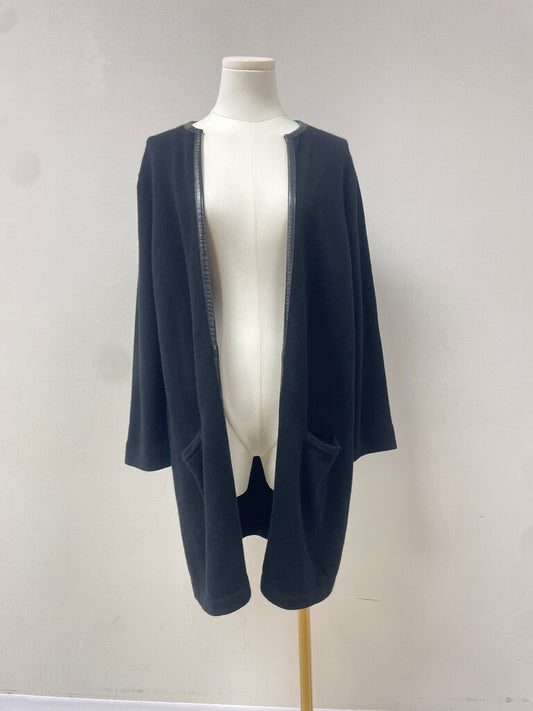 Ralph Lauren Black Label Cashmere Cardigan With Leather Trim