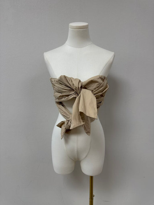 Song of Style Tie Front Strapless Top