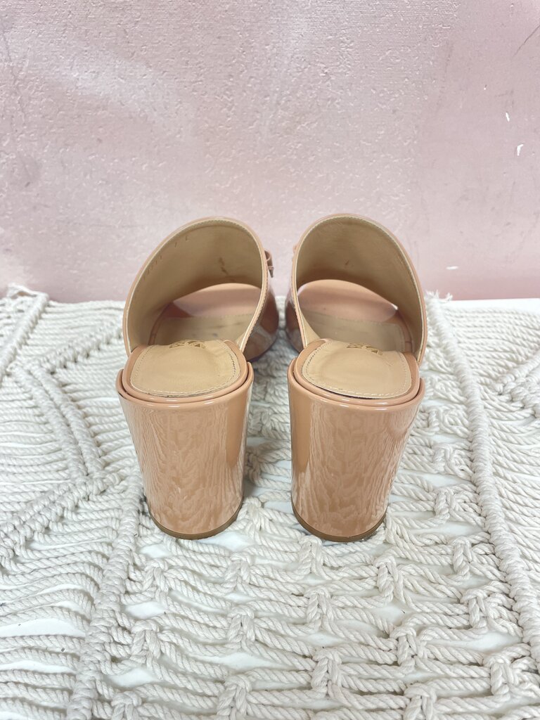 Ferragamo Nude Patent Block Heel Mule