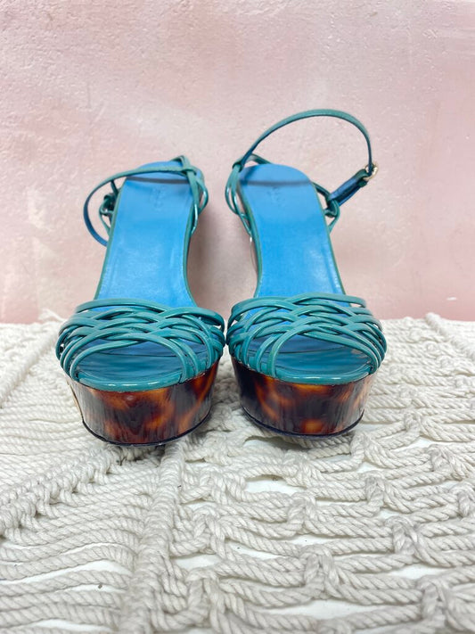 Gucci Green Tortoise Platform Sandal (As Is)