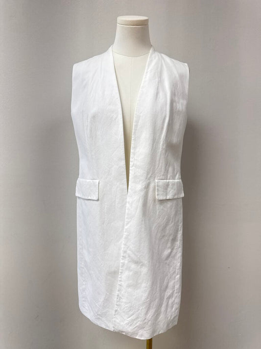 Lafayette 148 White Long Linen Vest