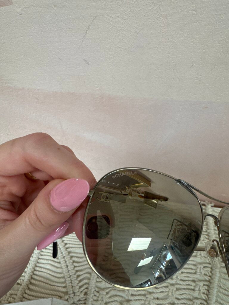 Chanel Silver Aviator Sunglasses (As Is)