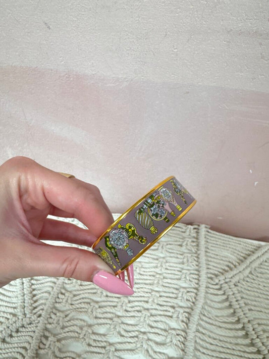 Hermes Perfume Bottle Enamel Wide Bangle