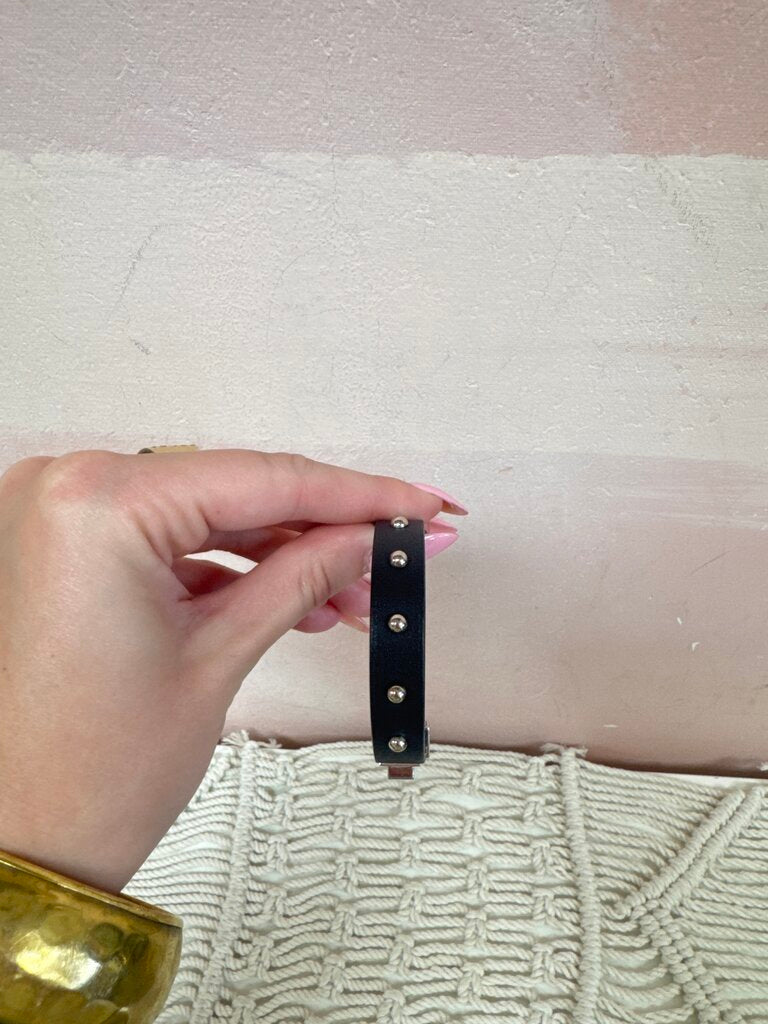 Hermes Black Mini Dot Leather Wrap Bracelet