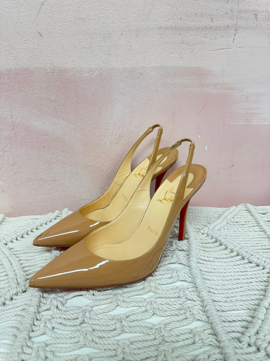 Louboutin Nude Patent Slingback Pump (As Is)