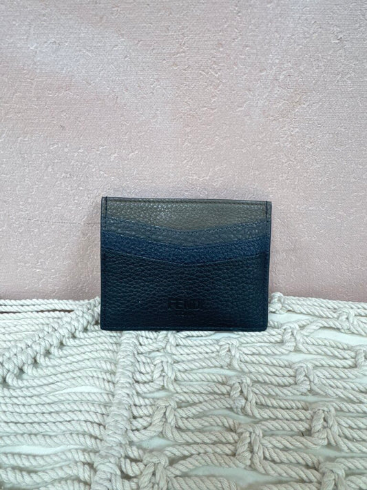 Fendi Blue Ombre Leather Card Holder NWT