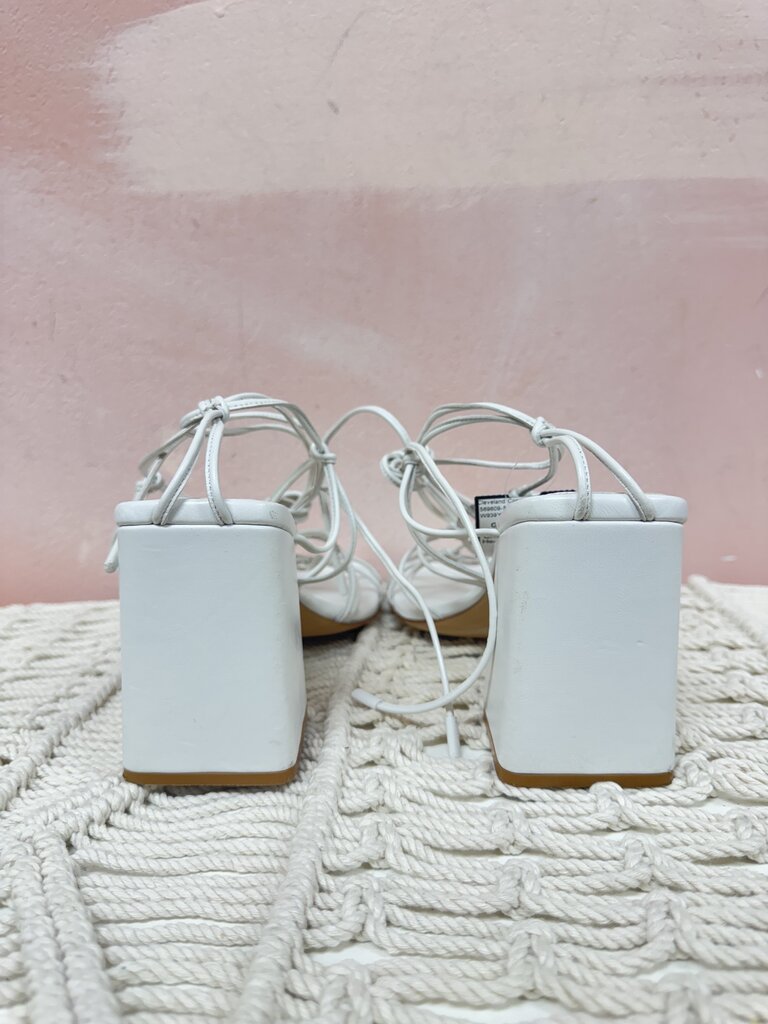 Gianvito Rossi White Criss Cross Block Heel Sandal (As Is)