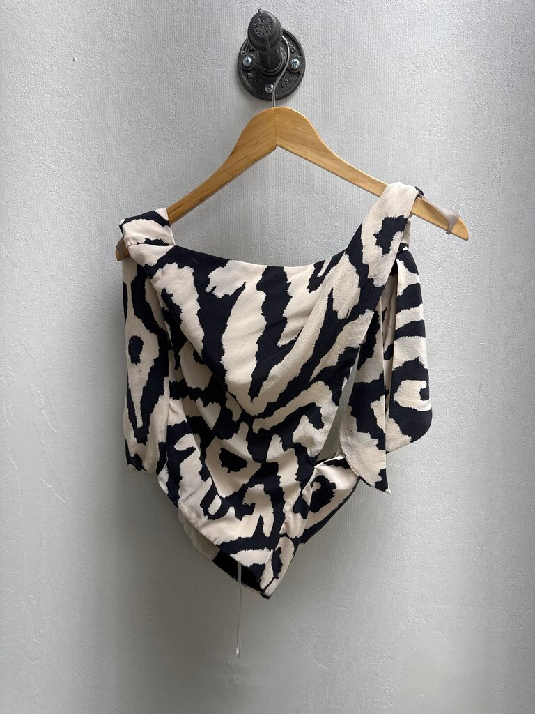 Johanna Ortiz Black and Cream Halter Top