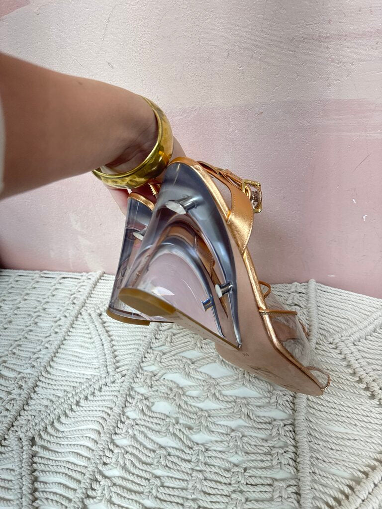 Veronica Beard PVC Clear Wedge Heel