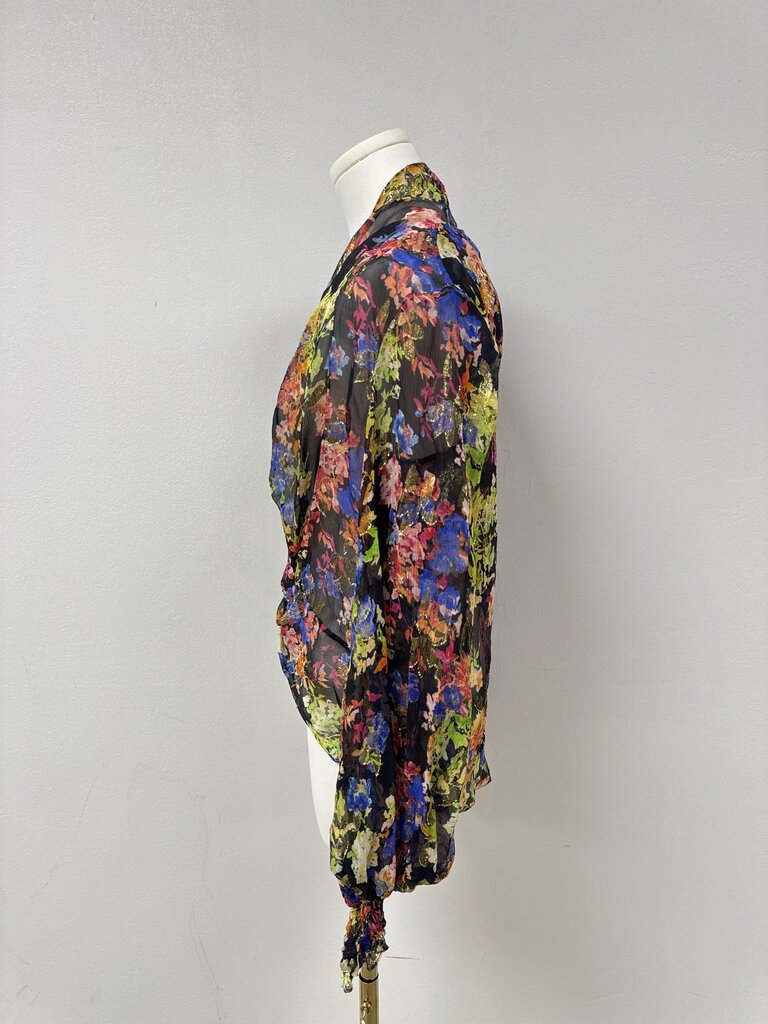 Caroline Constas Black Floral Sheer Blouse