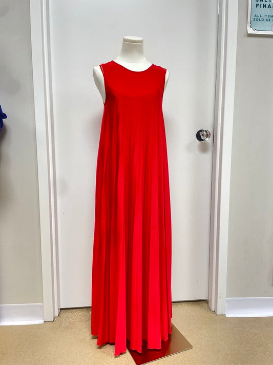 Max Mara Red Pleated Maxi Dress