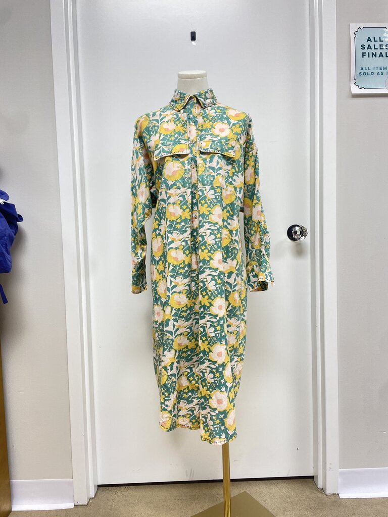 Mirth Yellow Floral Button Up Dress