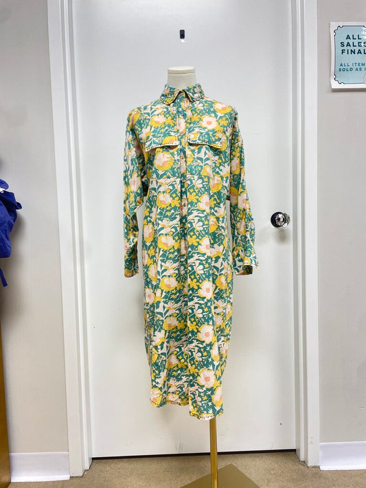 Mirth Yellow Floral Button Up Dress