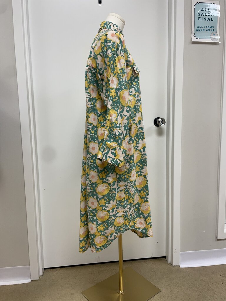 Mirth Yellow Floral Button Up Dress