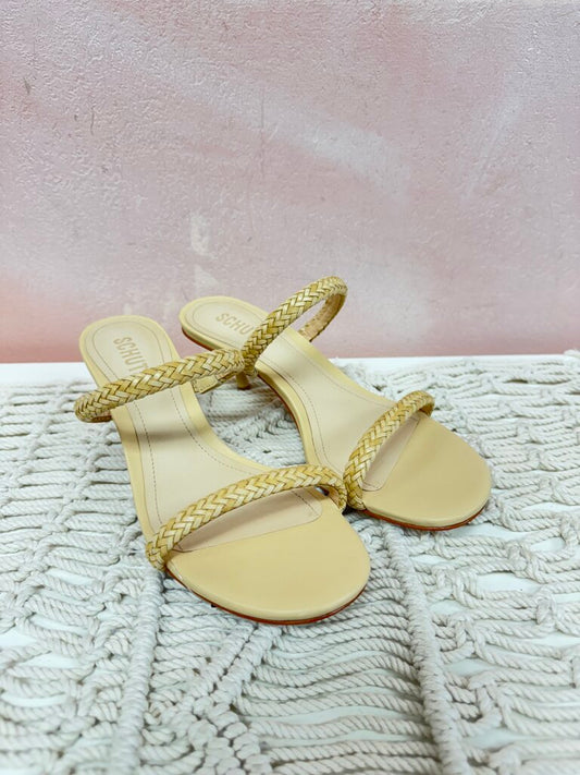 Schutz Natural Woven Mini Heel Sandal
