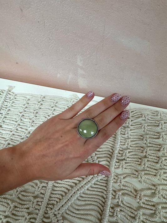 Ross Simons Silver and Jade Cocktail Ring