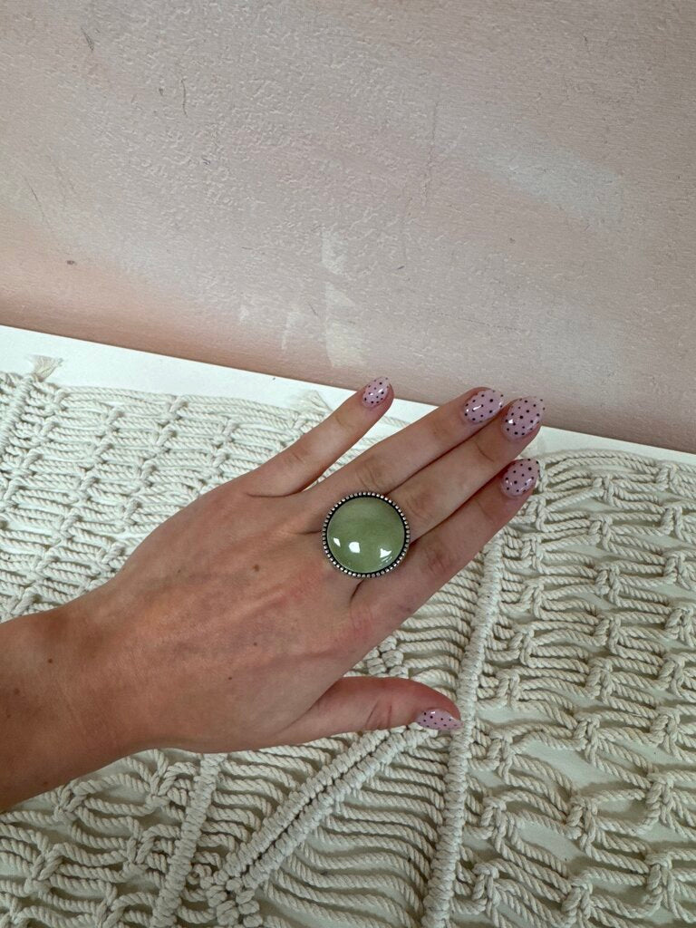 Ross Simons Silver and Jade Cocktail Ring