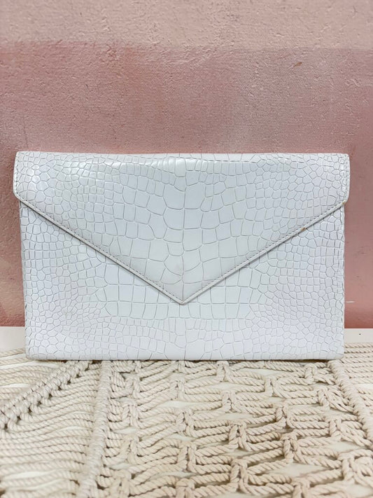 Alaia White Embossed Envelope Clutch