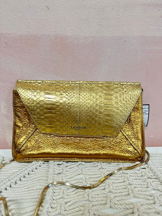 Lanvin Gold Foil Embossed Envelope Clutch