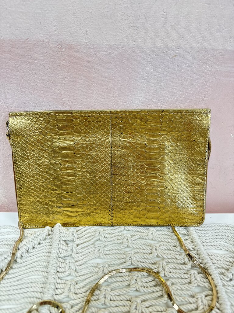 Lanvin Gold Foil Embossed Envelope Clutch