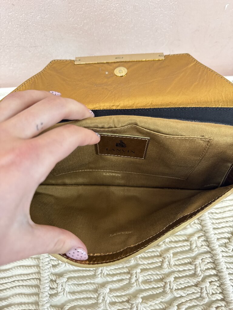 Lanvin Gold Foil Embossed Envelope Clutch