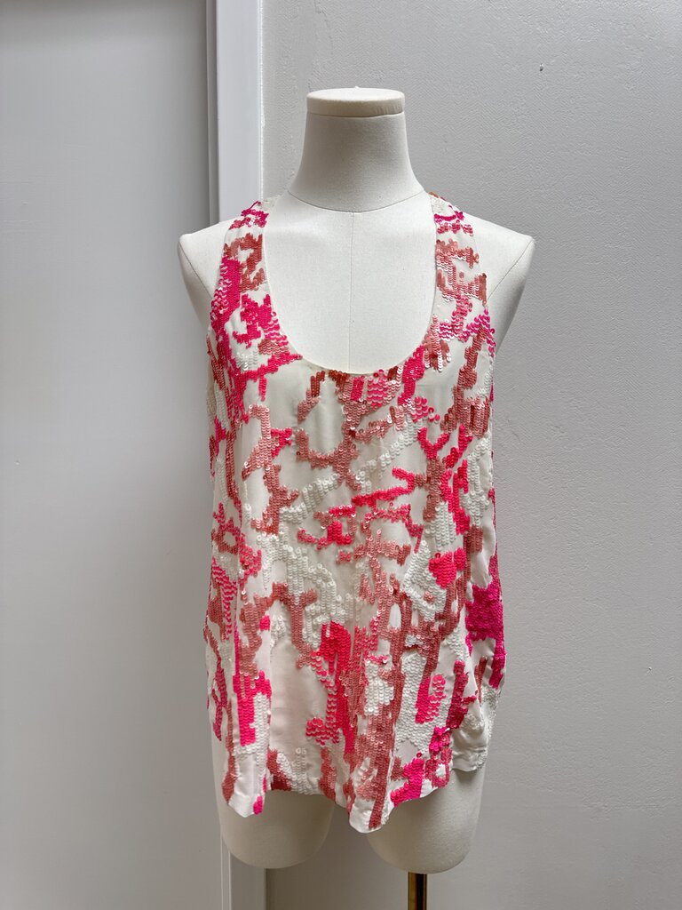 Parker Bright Pink Sequin Tank NWT