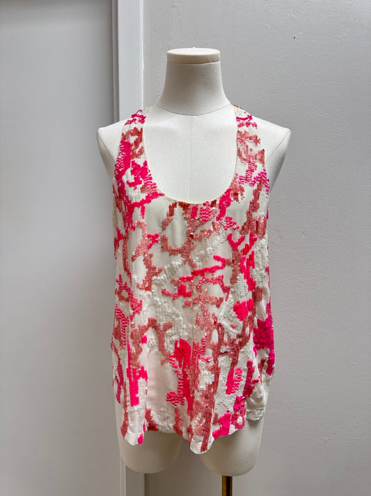 Parker Bright Pink Sequin Tank NWT