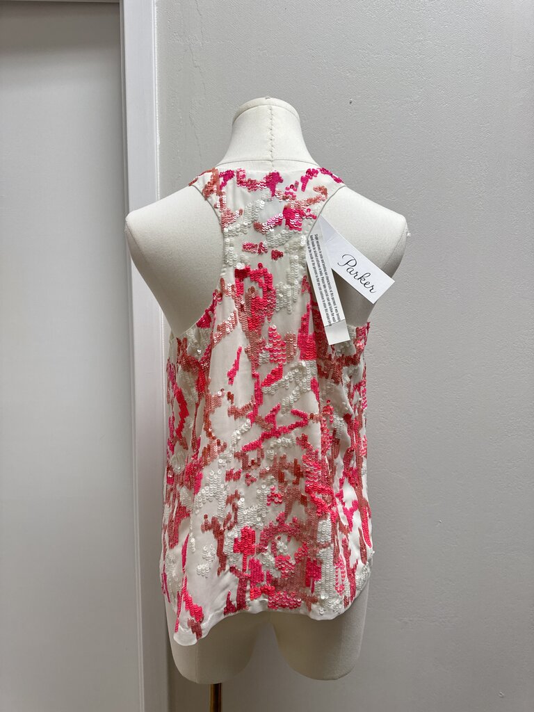 Parker Bright Pink Sequin Tank NWT