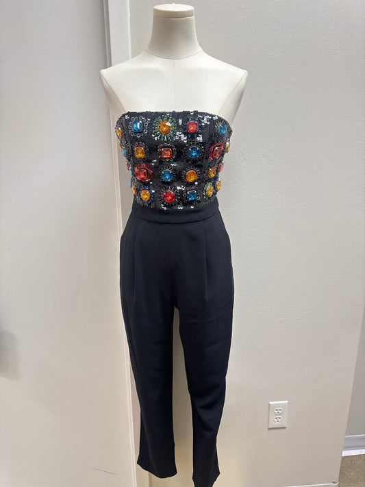 alice + olivia Black Jeweled Jumpsuit NWT