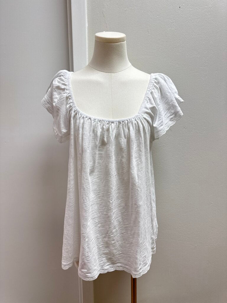 Dylan White Scallop Detail Top