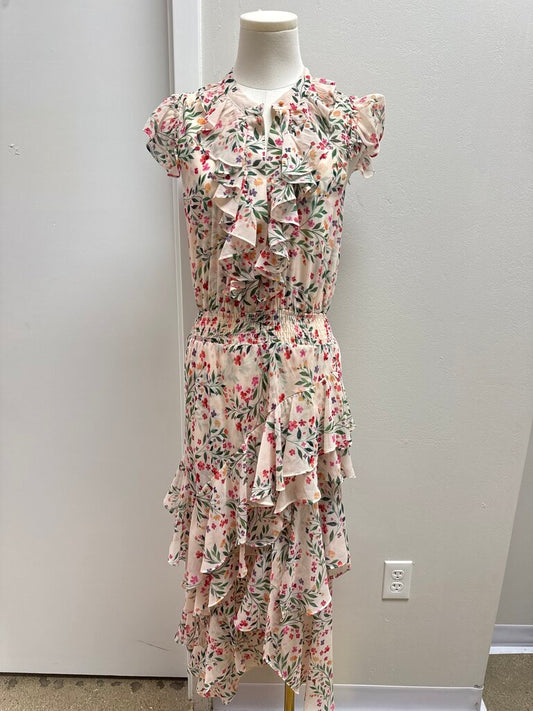 Misa Blush Floral Ruffle Dress NWT