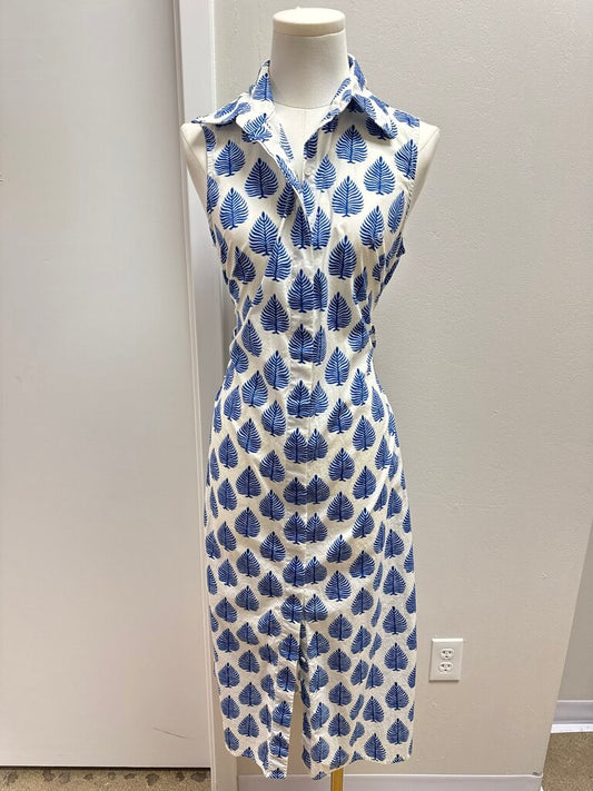 J McLaughlin Blue and White Belted Dress