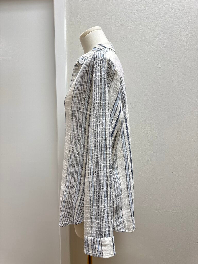 Xirena Blue and White Plaid Gauze Top