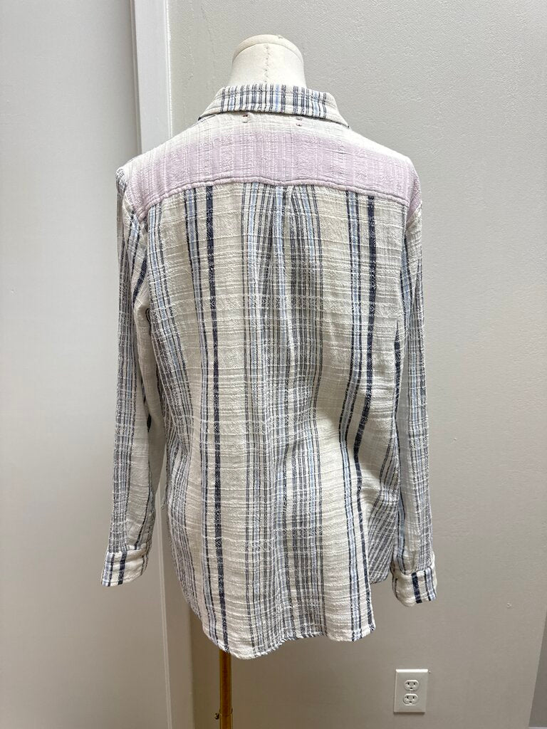 Xirena Blue and White Plaid Gauze Top