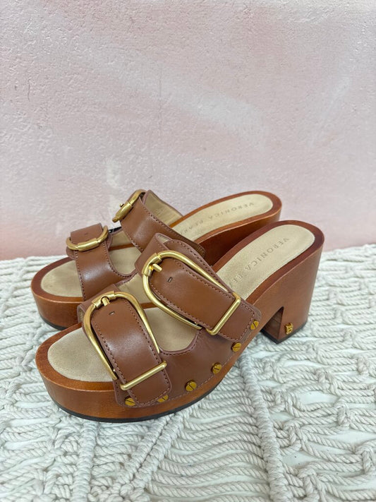 Veronica Beard Brown Leather and Wood Sandal