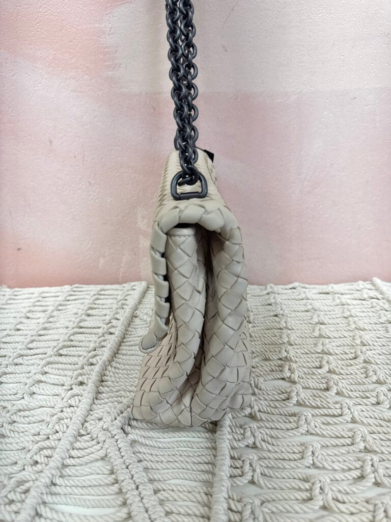 Bottega Beige Intrecciato Olimpia Shoulder Bag