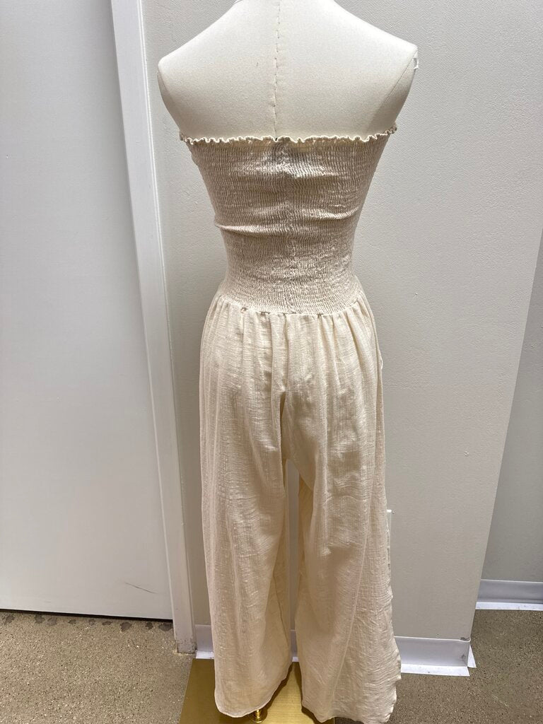 Peixoto Beige Smocked Jumpsuit NWT