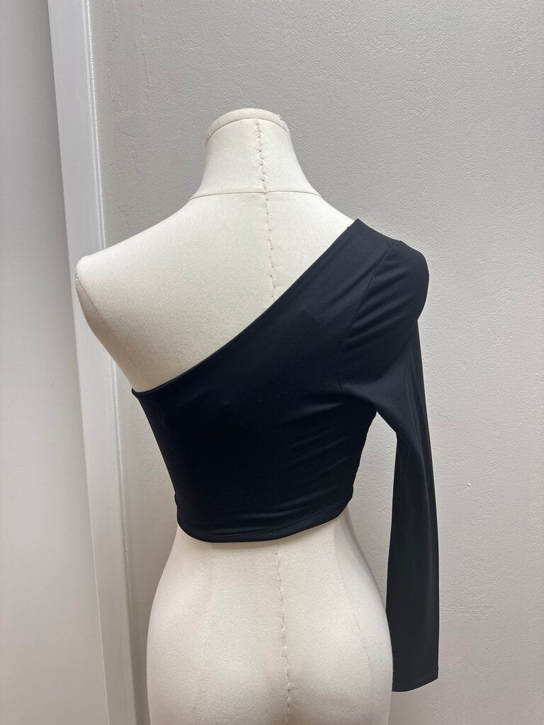 Susana Monaco Black One Shoulder Cropped Top NWT