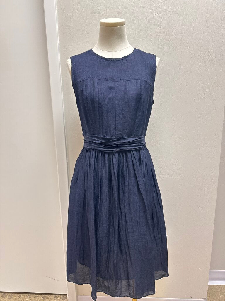 Tory Burch Navy Linen Midi Dress