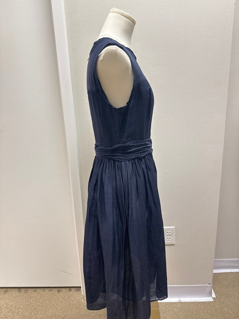 Tory Burch Navy Linen Midi Dress